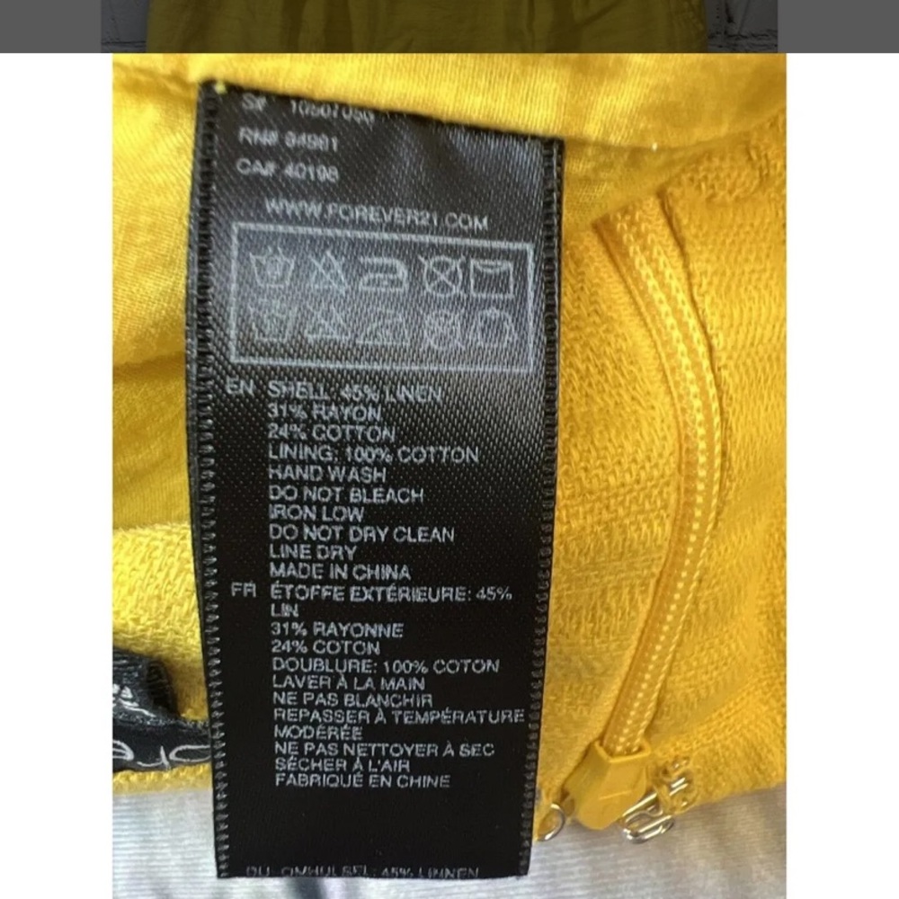Forever 21 Yellow Linen Blend Skirt w/ Pockets Women's Large - Picture 8 of 8